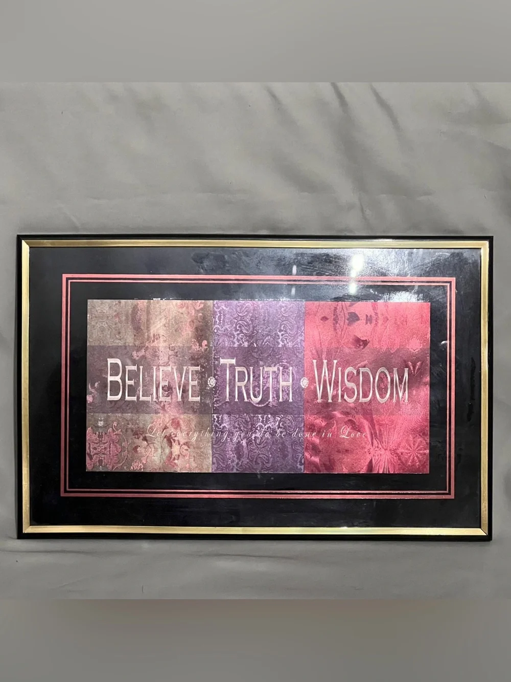 Believe Truth Wisdom Wall Art Print in Purple and Pink